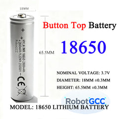 18650 Rechargeable Battery 3.7V 2600mAh True Capacity Lithium Ion Battery Button Top Cell Real Tested Capacity for Arduino Robotics IoT Devices LED Flashlight DIY Electronics Stable Power Li-ion Battery Pack