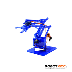 Blue robotic arm on a white background with 'Robot GCC' branding.