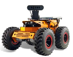 Robotic vehicle with large wheels on a white background