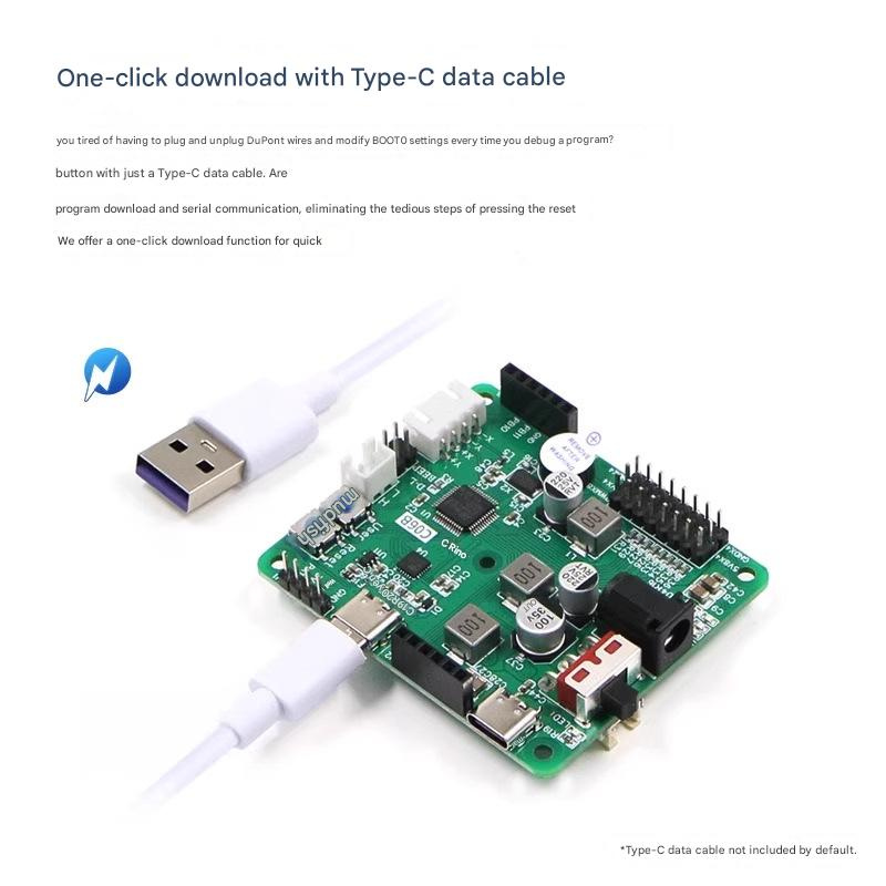 Electronic board with USB cable and text about Type-C data cable functionality