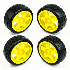 High-grip robot wheels 65MM 27MM for Arduino 2WD smart car DIY robotics durable rubber tires for TT motor shaft STEM school project (4 Pack / 8 Pack)