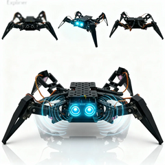 Smart Quadruped Bionic Robot Explorer | 12-DOF Servo Control + Real-Time FPV Camera + Ultrasonic Obstacle Avoidance | ESP32 Dual-Core Processor | AI Voice Control | Programmable STEM Educational Robot Kit for Students and Makers