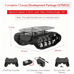 Heavy-Duty Tracked Robot Car Chassis, Suspension Shock-Absorbing Metal Tank Base, Encoder Motors, STM32 Programming Robot Platform for Education, Research & Autonomous Projects