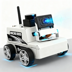 Ackermann Steering ROS Robot Car Chassis with Dual Encoder Motors, Front Servo Steering, Finished Single-Layer Platform for Accurate Odometry, Motion Control, SLAM Mapping and Autonomous Navigation Learning