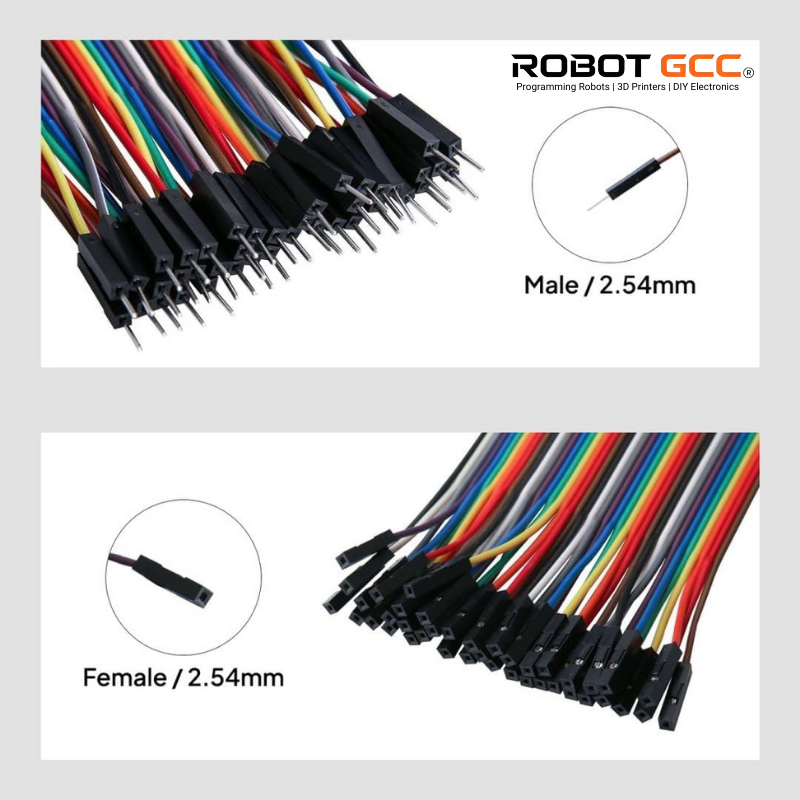 Set of male and female wiring harnesses with colored wires on a white background.