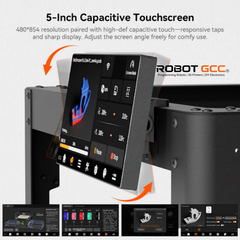 5-inch capacitive touchscreen with responsive taps and sharp display, featuring the ROBOT GCC logo.