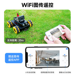 Mecanum Wheel AI Vision Robot Car with WiFi Video Streaming, Visual Recognition, Obstacle Avoidance, Arduino Compatible Smart Omnidirectional Robot Platform