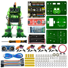 Programmable Biped Walking Dancing Robot Kit with Nano CH340 Controller | Arduino C Coding & Mixly Block Programming | Ultrasonic Obstacle Avoidance + Follow Mode | Bluetooth App Control STEM Robotics Learning Set