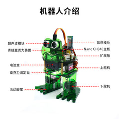 Programmable Biped Walking Dancing Robot Kit with Nano CH340 Controller | Arduino C Coding & Mixly Block Programming | Ultrasonic Obstacle Avoidance + Follow Mode | Bluetooth App Control STEM Robotics Learning Set