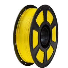 Spool of yellow filament on a black spool