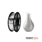 Spool of filament and a 3D printed vase on a white background with Robot GCC branding.