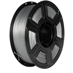 Spool of gray filament on a white background