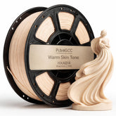 Spool of PLA filament with a 3D printed object on a white background