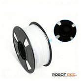 Spool of white filament with Robot GCC branding on a white background