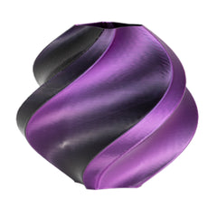 Purple and black twisted object on a white background