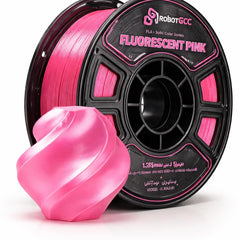 Spool of red 3D printing filament with 'RobotGCC' branding on a white background