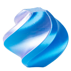 Blue and purple translucent object on a white background