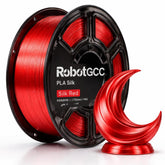 Red 3D printing filament spool with 'RobotGCC' branding and a red 3D printed object on a white background.