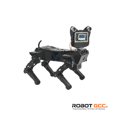 Robotic device with a screen and mechanical legs on a white background, branded 'Robot GCC'.