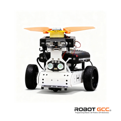 Robotic vehicle with propellers on a white background, featuring the brand 'Robot GCC'.
