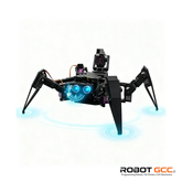 Robotic spider with glowing blue elements on a white background, featuring the ROBOT GCC logo.
