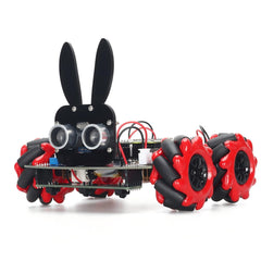 Raspberry Pi Pico Bunny Robot Car Kit | Smart Obstacle Avoidance & Line Tracking STEM Robot | PCB Rechargeable Battery Chassis | 4-Wheel Mecanum Drive AI Programmable Robot | MicroPython DIY Educational Robotics Kit for Students & Makers