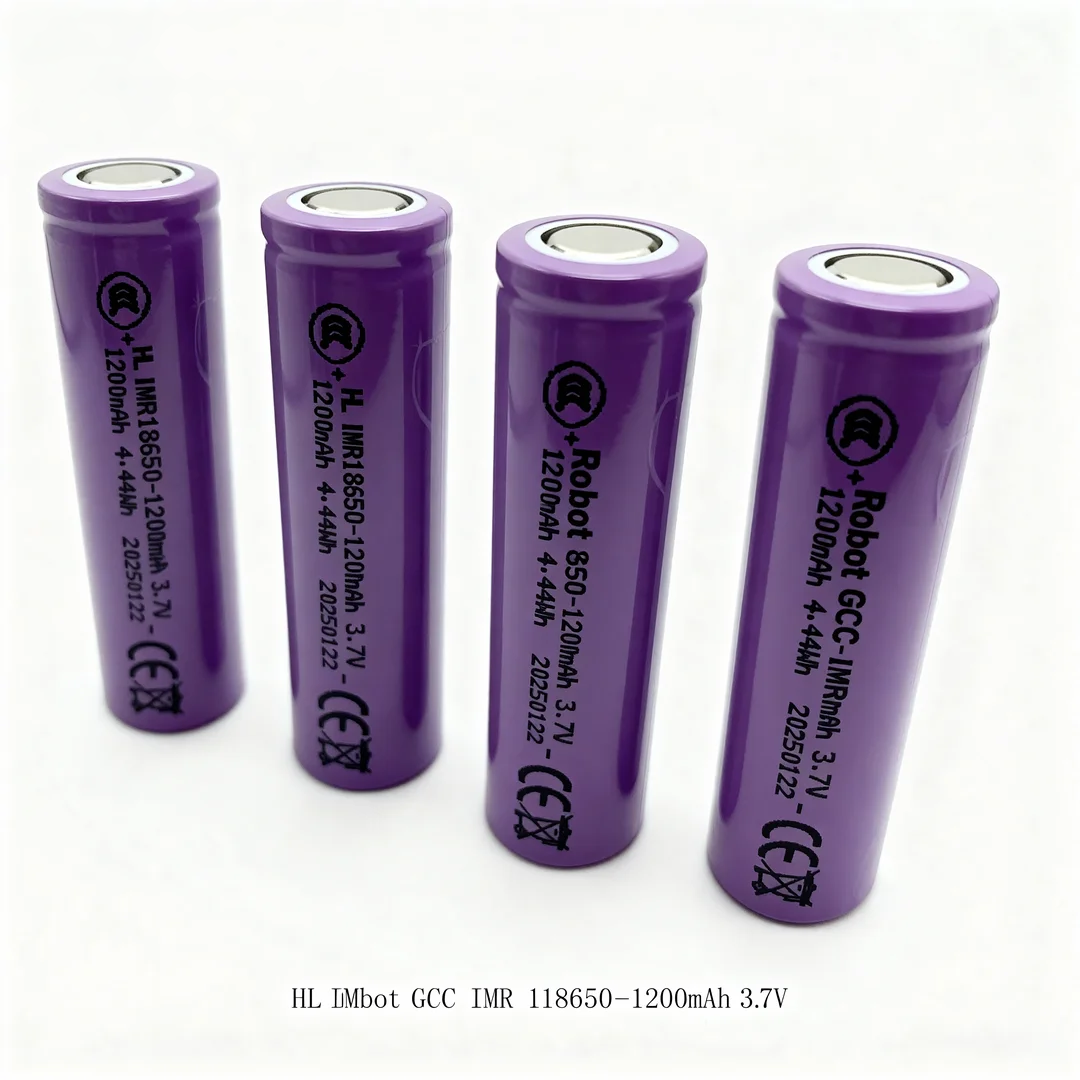 Four purple batteries with visible branding on a white background