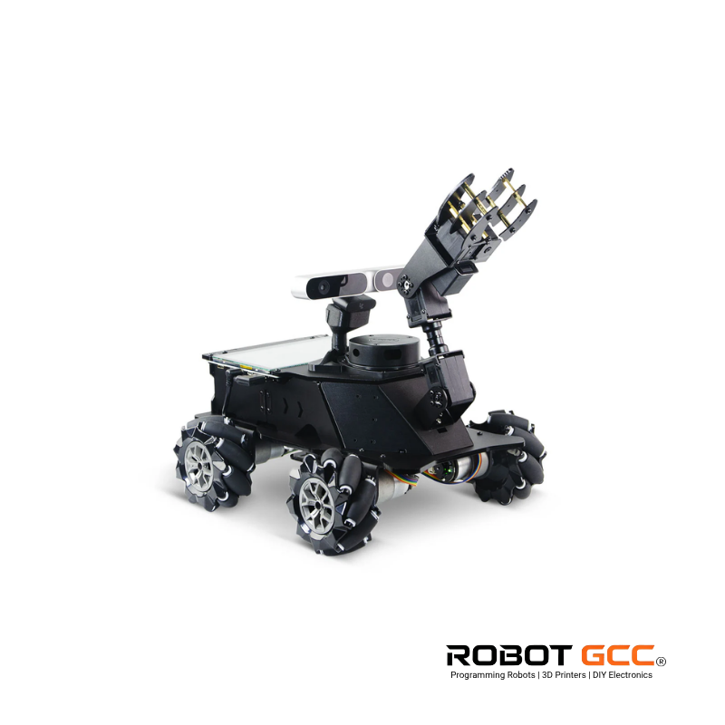 Robotic vehicle with a arm on a white background, featuring the brand 'Robot GCC'.