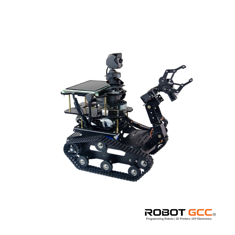 Robotic chassis with tracks on a white background, featuring the brand 'Robot GCC'.