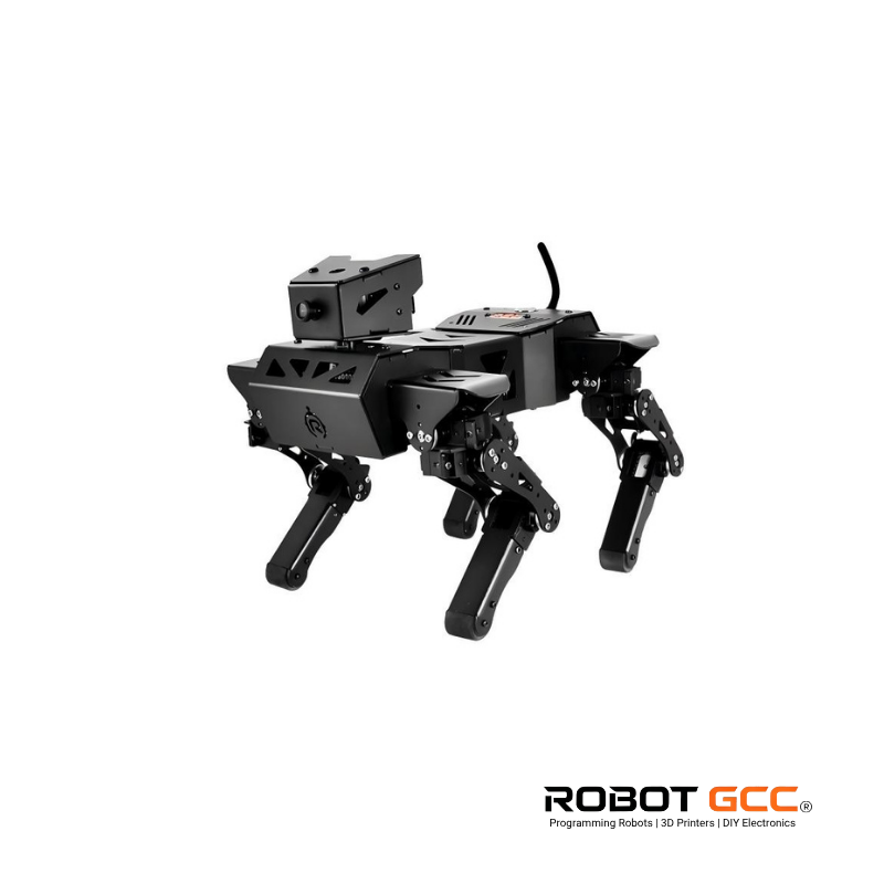Black robot dog on a white background with 'Robot GCC' branding.