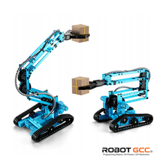 Blue robotic arm with tracking system on a white background, featuring the brand 'Robot GCC'.