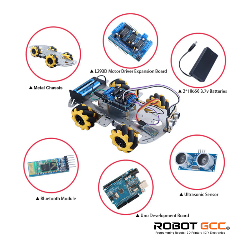 Arduino-Compatible UNO R3 McNamee Wheel Metal Chassis Smart Robot Car ...