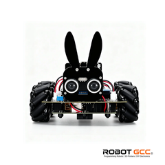 Robot with rabbit ears on a white background, featuring the ROBOT GCC logo.