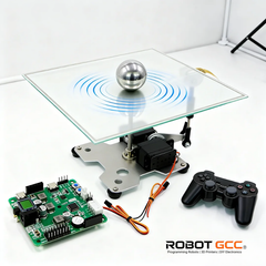 Electronic components including a circuit board, joystick, and magnetic levitation device on a white background with 'ROBOT GCC' branding.