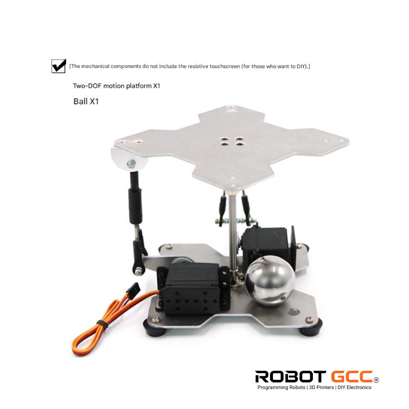 Two-DOF motion platform X1 with ball X1 and Robot GCC branding on a white background