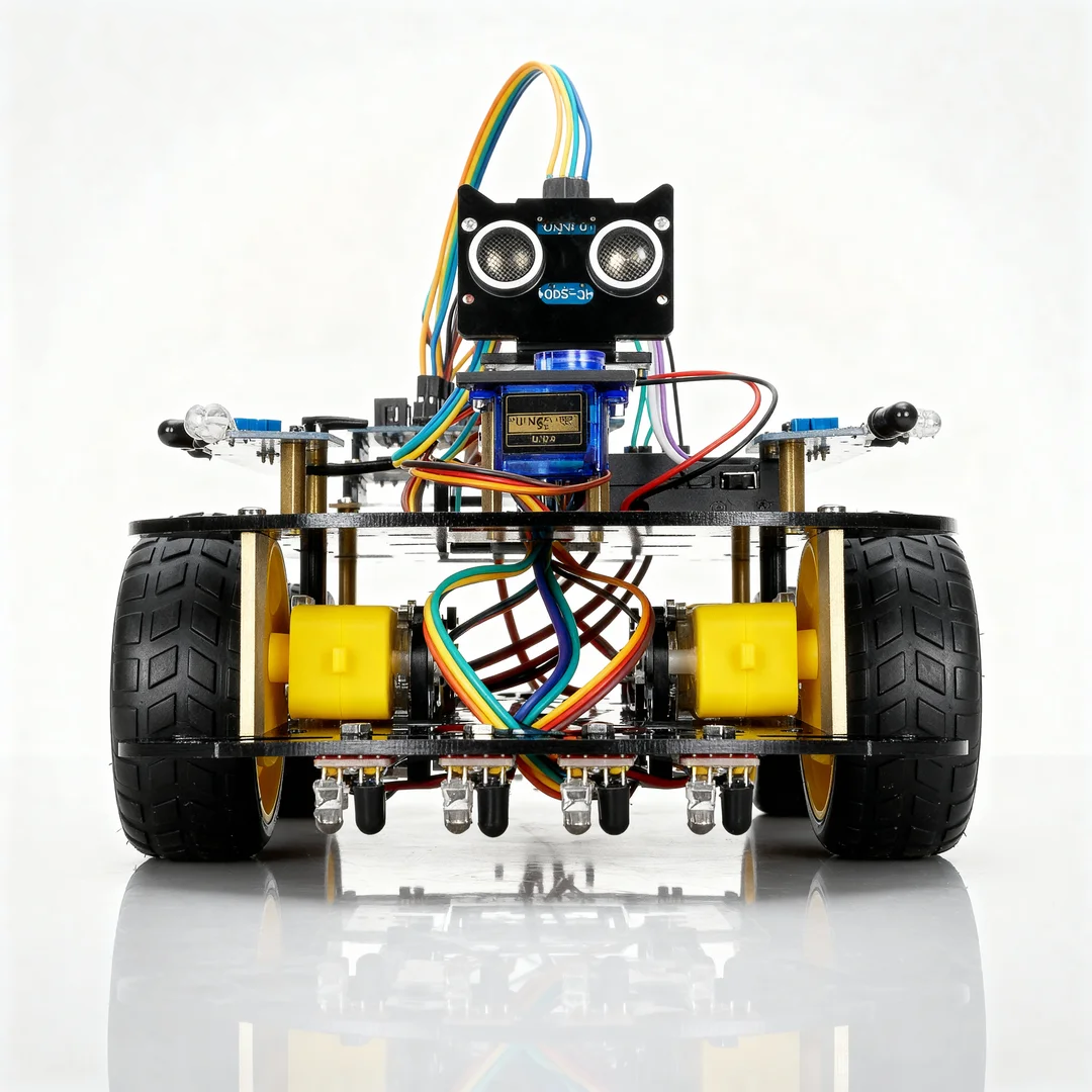 Arduino-Compatible Bluetooth Smart Robot Kit | Infrared Line Tracking + Ultrasonic Avoidance | Supports C, Scratch & Mixly Coding | Ideal for STEM Classrooms, Competitions & Maker Labs
