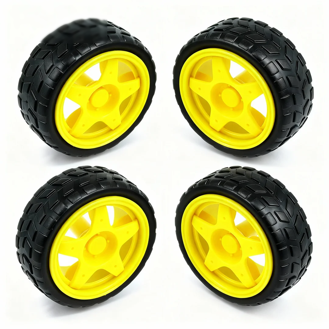 High-grip robot wheels 65MM 27MM for Arduino 2WD smart car DIY robotics durable rubber tires for TT motor shaft STEM school project (4 Pack / 8 Pack)