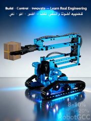 Alloy Robotic Arm Smart Mecha Car | Independent Servo Control + Omnidirectional & Tracked Drive Options | 360° Rotation | High-Strength Aluminum Frame | 2.4GHz Remote | Smart Grabbing & STEM Educational Robot Kit for Kids & Adults