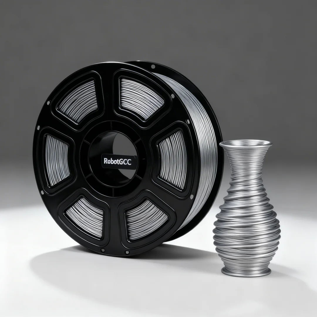 PLA Basic Silver 1.75mm 3D Printing Material 1KG, Metallic PLA Filament for FDM 3D Printers, Smooth Extrusion, Stable Printing Material for Models