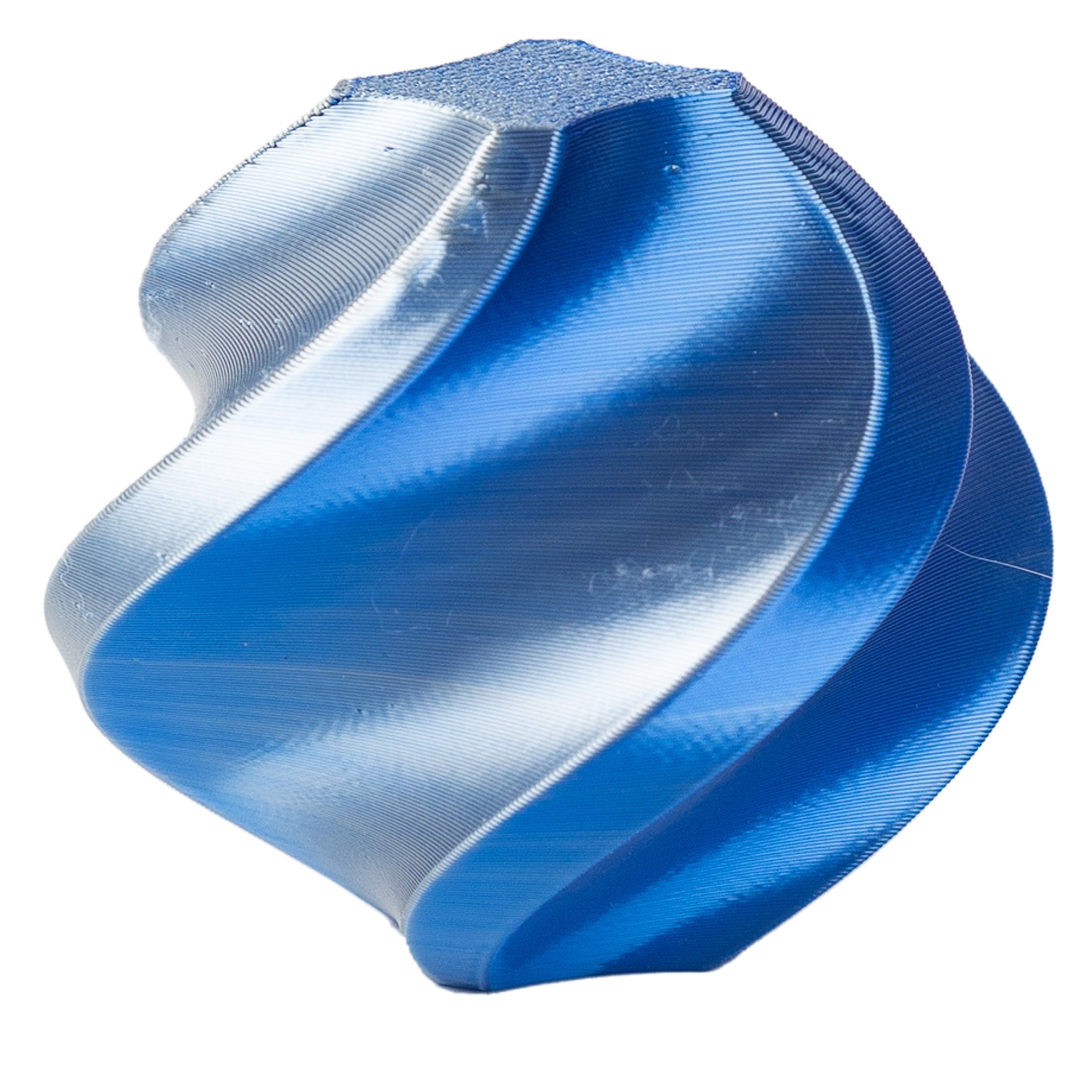 Blue metal component on a white background