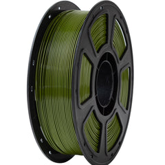 Spool of green filament on a white background