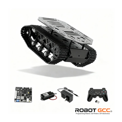 Robot chassis with accessories on a white background, featuring the brand 'Robot GCC'.
