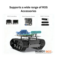 Robotics components including ROS controllers, expansion boards, and depth cameras with ROBOT GCC branding.