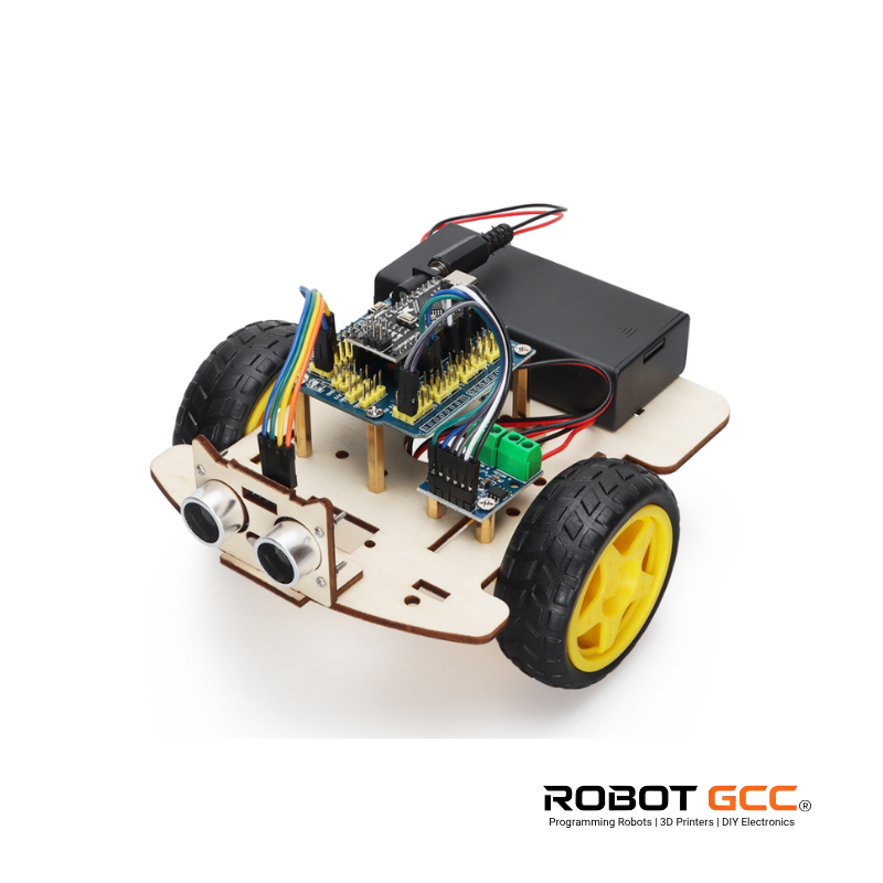 Obstacle Avoidance Robot Car Kit Wooden DIY STEM Chassis