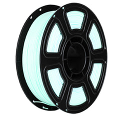 Spool of filament with a black and clear design on a white background