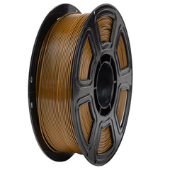 Spool of brown filament on a black plastic reel