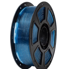 Spool of blue filament on a white background