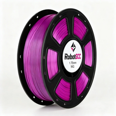 Spool of pink 3D printing filament with RobotCC label on a white background