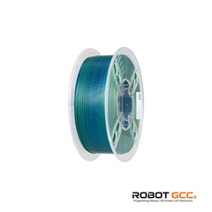 Spool of green filament on a white background with Robot GCC branding.