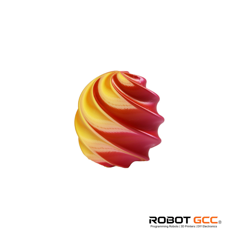 Colorful swirl dessert with Robot GCC logo at the bottom
